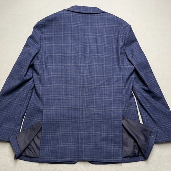 JOS A BANK 1905 Mens Plaid Blazer Jacket Wool Spandex Blue Size 38 Short - Picture 9 of 14